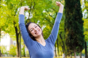 woman feeling great after myofascial release for scar - scar remodeling