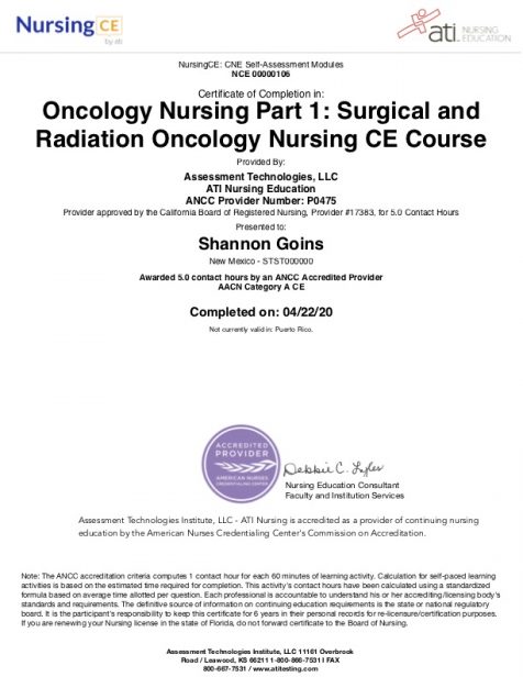 Oncology Nursing Part 1 - Surgical and Radiation Oncology Albuquerque