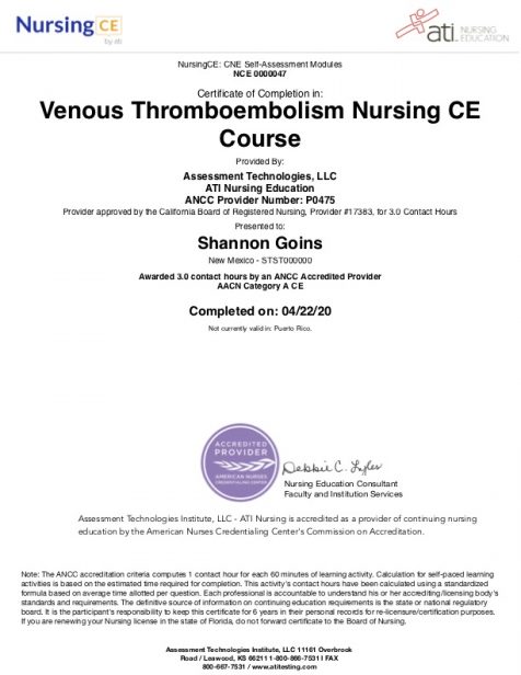 Venous Thromboembolism Course