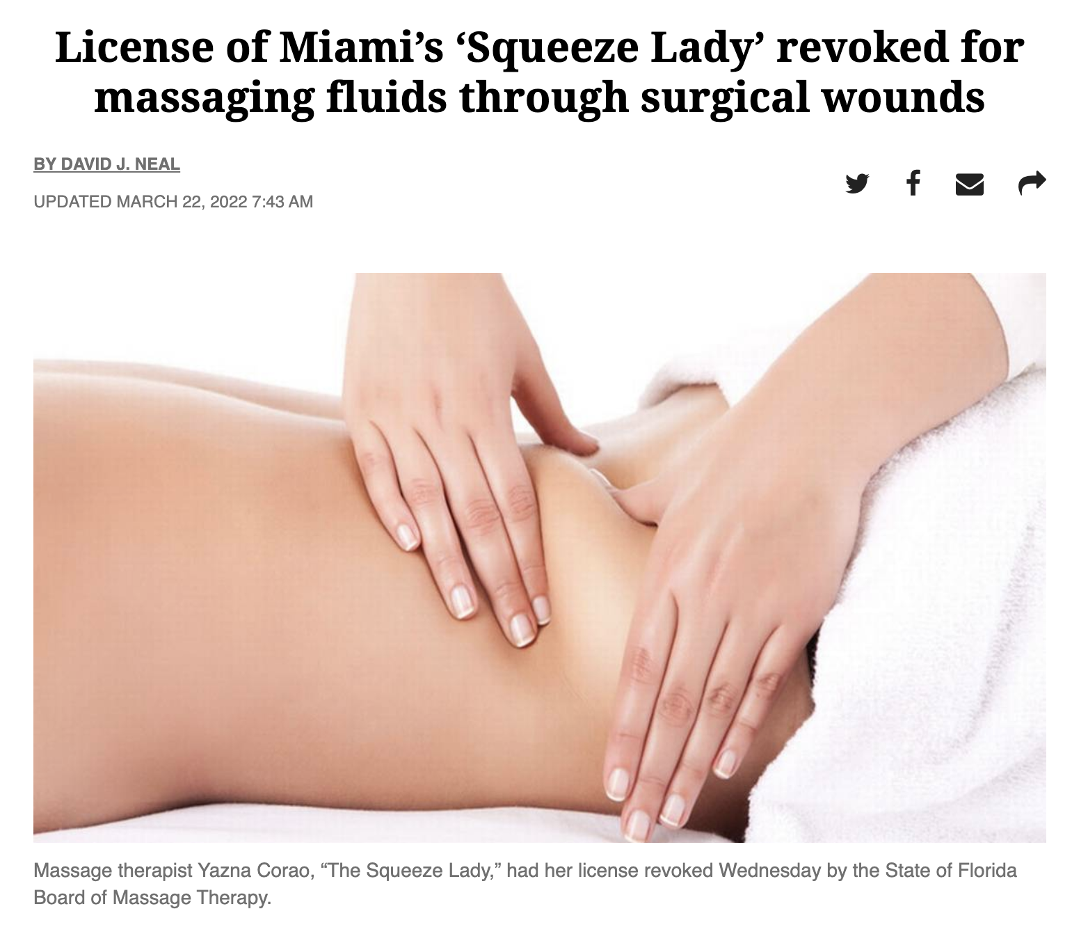 Squeeze lady license revoked incisional drainage florida