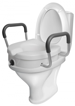 Toilet seat raised for tummy tuck recovery post op